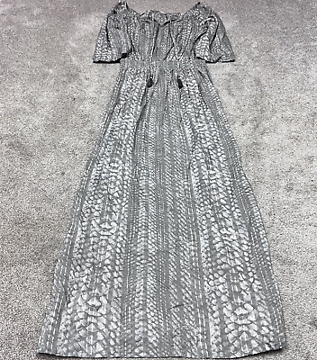 Lascana Dress Maxi Women’s Gray 1 2 Sleeve Size 6 Elastic Waist Off The Shoulder $14.99