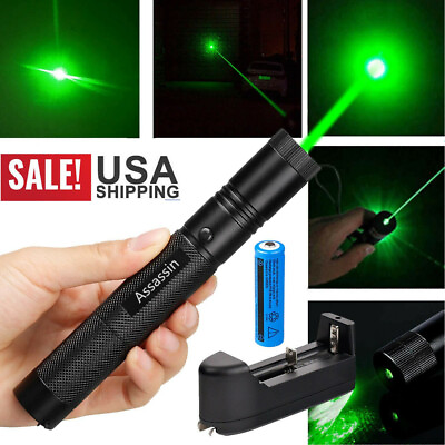 900Miles Green Laser Pointer Pen 532nm Rechargeable 1mw Lazer BeamBattCharger $10.39