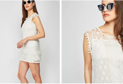 #ad #ad Cascabelle White Lace Beach Dress Size UK 12 GBP 7.50