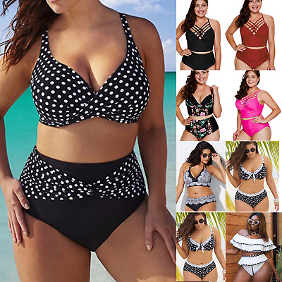 #ad Womens Beach Swimwear Swimsuit Plus Size High Waisted Bikini NEW Suit Set Wear 7 $37.09
