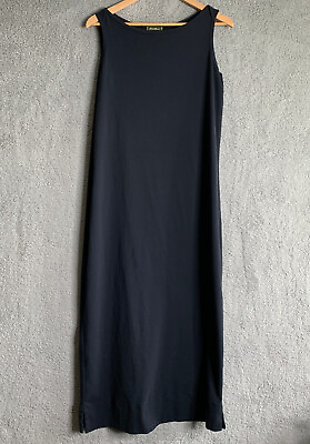 #ad Eddie Bauer Womens Maxi Dress Large Black Knit Minimalist Travel Modest Church $20.00