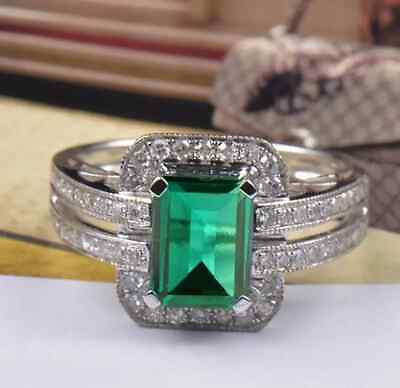 #ad #ad 2.40 Ct Natural Zambian Emerald IGI Certified Diamond Ring In 14KT White Gold $493.95