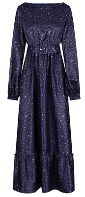 #ad Lindy Bop Maxi Dress Blue Animal Print Long Sleeve Belted BNWT Size 16 RRP £40 GBP 14.99