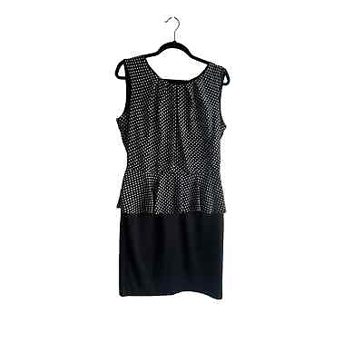 #ad Enfocus Studio Ruffled Pencil Skirt DRESS 12 Black White Sleeveless Mob Wife $25.00