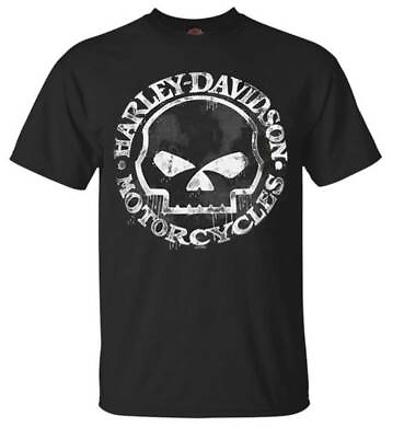 Harley Davidson Men#x27;s T Shirt Hand Made Willie G Skull Distressed 30294030 $26.95