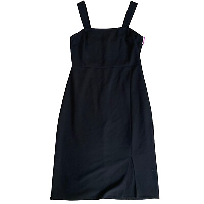 Chelsea28 Nordstrom Size Medium Black Sleeveless Dress Slit Square Neck NWOT $29.00
