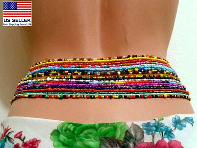 #ad Fashion Women Waist Chain Weave Colorful Beads Body Belly Elastic Sexy Bikini $5.99