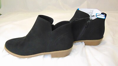 #ad Time And Tru Women#x27;s Core Ankle Bootie Black Suede Size 12 W New with tags. $20.78