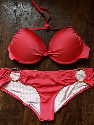 #ad #ad Victoria Secret Swimsuit Bikini 34D Top Med Bottom Coral $20.00