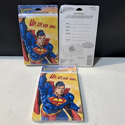 #ad Vintage Superman Party Invitations Party Express Hallmark Cards 5”x4” Lot 24 Ct $28.00