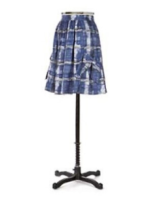 #ad Anthropologie Skirt Lil Blue Watercolor Plaid Bow Size 0 $29.99