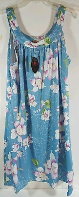 #ad NWT Blue Floral Print Dress Size Medium Rayon Polyester Sleeveless $16.00