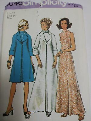 Long Duster Trench Coat Maxi Dress 12 Simplicity 6046 Sewing Pattern UC VTG 70s $19.99