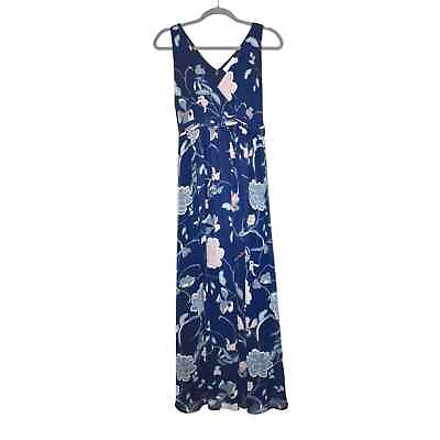 #ad Motherhood Maternity Maxi Dress Sleeveless Size Small Blue Floral Lined $20.00