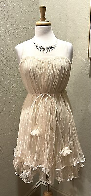 #ad Anthropologie Ryu Layered Lace Boho Sleeveless Dress S $29.99