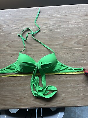 #ad unbranded 2 piece skirted bathing suit green pink size M with a padded top $12.50