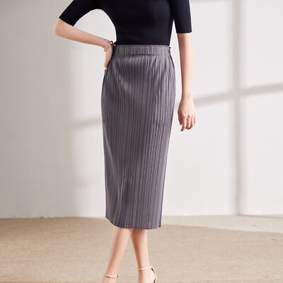 #ad Women#x27;s Split Summer Casual Fashion Wrap Pleated Solid Color Midi Skirt $57.11