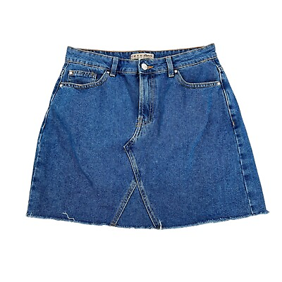 #ad Primark Denim Co Denim Mini Skirt Womens Size 8 Blue Jean Mini Raw Fray Hem $12.99