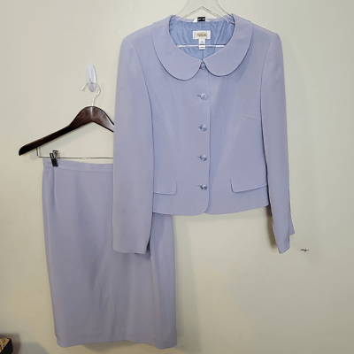 #ad Talbots Button Down Purple Skirt Suit Separates long sleeve double pocket 5 butt $40.00