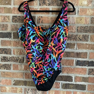 #ad LengthWaves by Longevity Brands Womens Swimsuit One Piece Size 20 Colorful $21.88