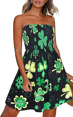 #ad CHICGAL Summer Dresses for Women Beach Cover Ups Strapless Boho Floral Print Sun $46.30