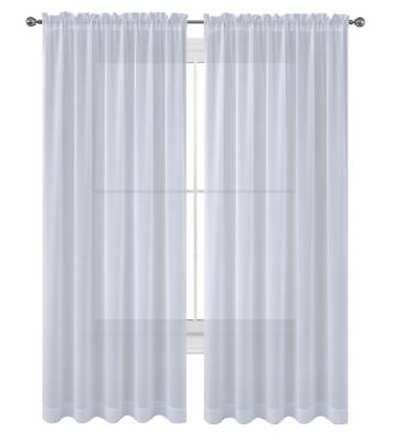 Sheer 2Pc Window Treatments Curtain Panels 84quot; Inch Long Polyester 10 colors $5.00