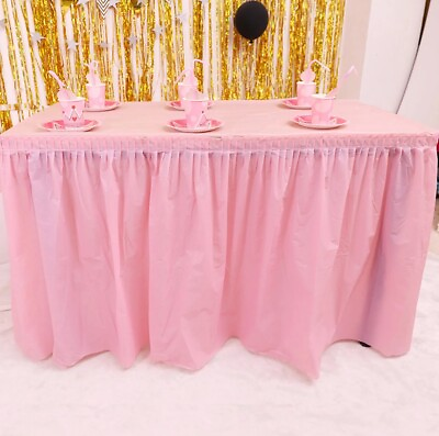 #ad Table Dress Cover Self adhesive Oil proof Table Skirt Home Party Supplies Pink $9.89