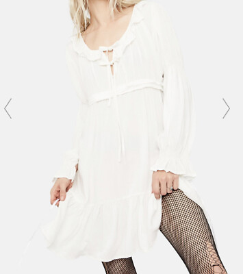 #ad dollskill stuck on stupid white babydoll ruffle laura mini dress AU $179.00