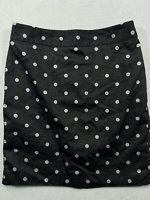 Ann Taylor LOFT Skirt Womens 4 Black Polka Dot Pencil Work Casual Ladies $14.25