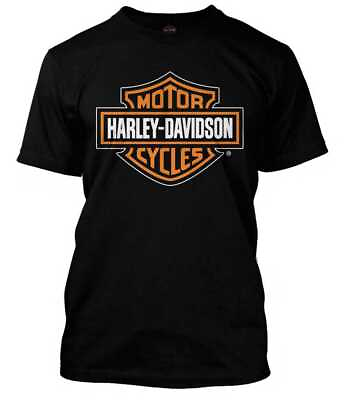#ad Harley Davidson Men#x27;s Orange Bar amp; Shield Black T Shirt 30290591 $35.95