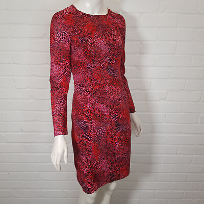 #ad #ad Whistles Silk Dress UK 8 Red Animal Dalmation Abstract Print Party Sleeves BNWT GBP 37.99