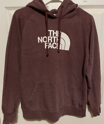 The North Face Hoodie Womens Size Medium M Burgundy Pullover Logo Sweatshirt $12.99