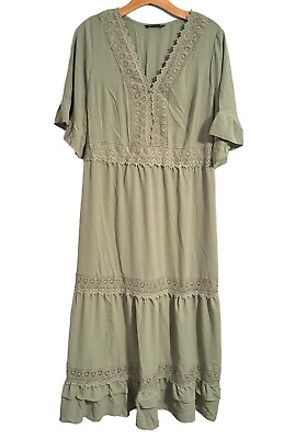 #ad Bloomchic Dress Size 16 Green Long Women Dress $24.49