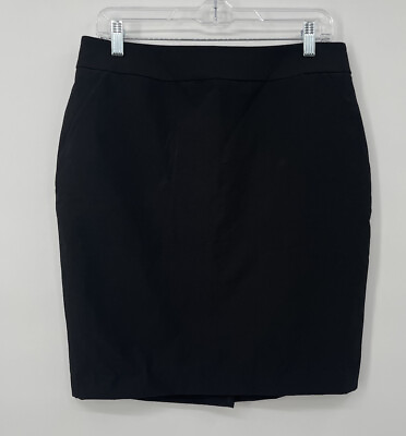 #ad Jockey Women#x27;s 6 Black Ponte Stretch Pencil Skirt Short Slit In Back $11.70