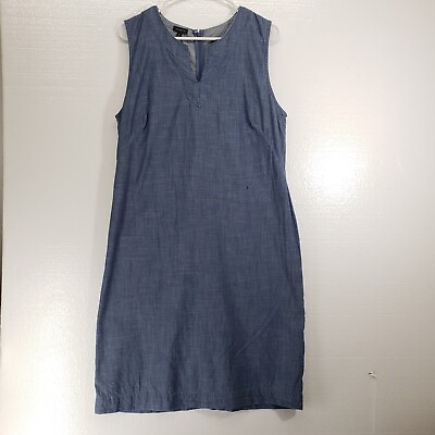 Talbots Denim Dress Women 12 Blue Shift Sleeveless Cotton Casual Breathable Jean $25.00
