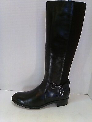 #ad AQUATALIA womens boots size 6.5 M B black knee high zipper boots made in Italy $79.00