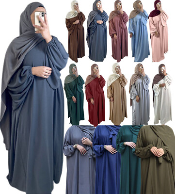 #ad #ad Islamic Party Robe Caftan Muslim Women Long Sleeve Maxi Dress Abaya Dubai Kaftan $41.26