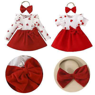 #ad Baby Girl Dress Newborn Infant Girls Birthday Dress Long Shorts Sleeve Dress $8.09
