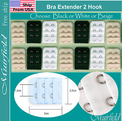 Bra Extender 2 Hook Extension Black or White or Beige US SELLER $2.59