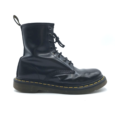 #ad #ad Dr. Martens Womens Boots Black Leather Lace Up Oil Resistant Round Toe 7 $71.99