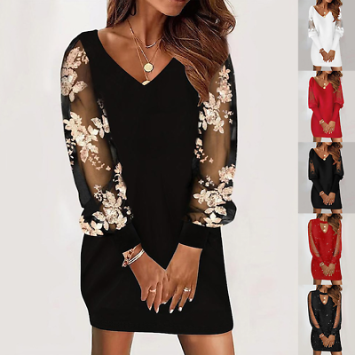 Long Sleeved V Neck Lace Dress Spring amp; Autumn Women#x27;s Fashion $21.90