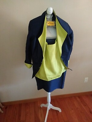 #ad #ad Women#x27;s plus size skirt suit 16W18 Vintage Kathryn Lyndsey Green navy $65.66