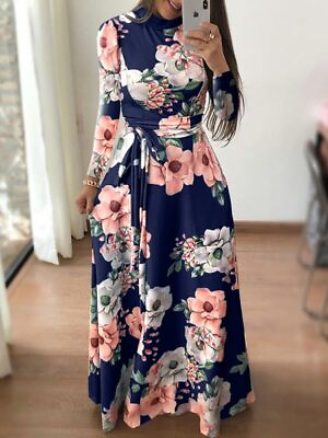 Maxi Dresses Long Evening Party Casual Floral Womens Cocktail Long Sleeve Dress $35.97