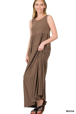#ad Tiered Maxi Dress Mocha Large $39.99