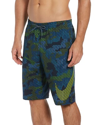 #ad Nike Mens Swimwear Blue Green Camo Small $30.97