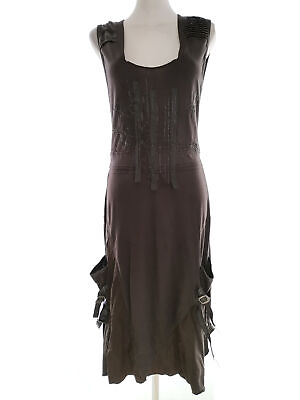#ad Nu by staff Size M Brown Long Maxi Dress Cotton 100% Sleeveless Pockets Embroid $107.24