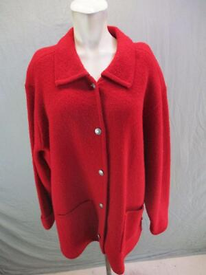 Nordstrom Size 2XL Womens Red Button Down Wool W Pockets Blazer Coat 3GR242 $42.74
