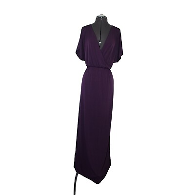 #ad #ad Bella Flore women#x27;s purple faux wrap front short kimono sleeve maxi dress 3X $40.00