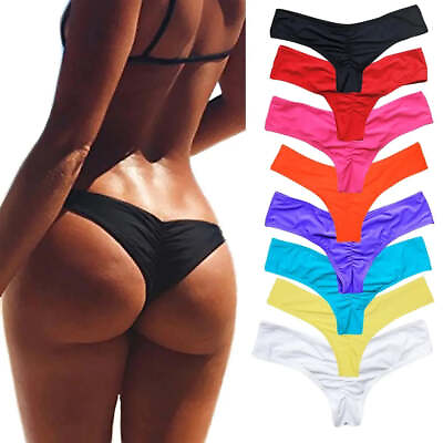 Women Sexy Swimwear Briefs Summer Bikini Bottom Thong Swimsuit Ladies Black Beac $37.69