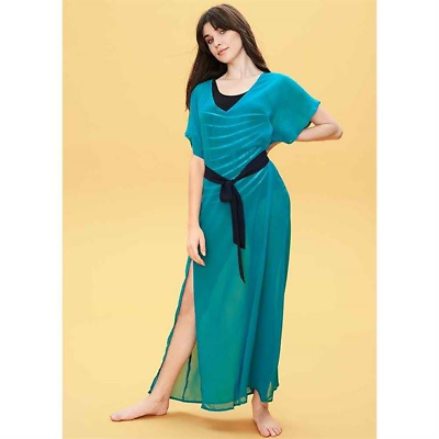AVON Ladies Womens Teal Beach Cover Up Long Kaftan Dress Size 10 12 18 20 22 24 GBP 4.99